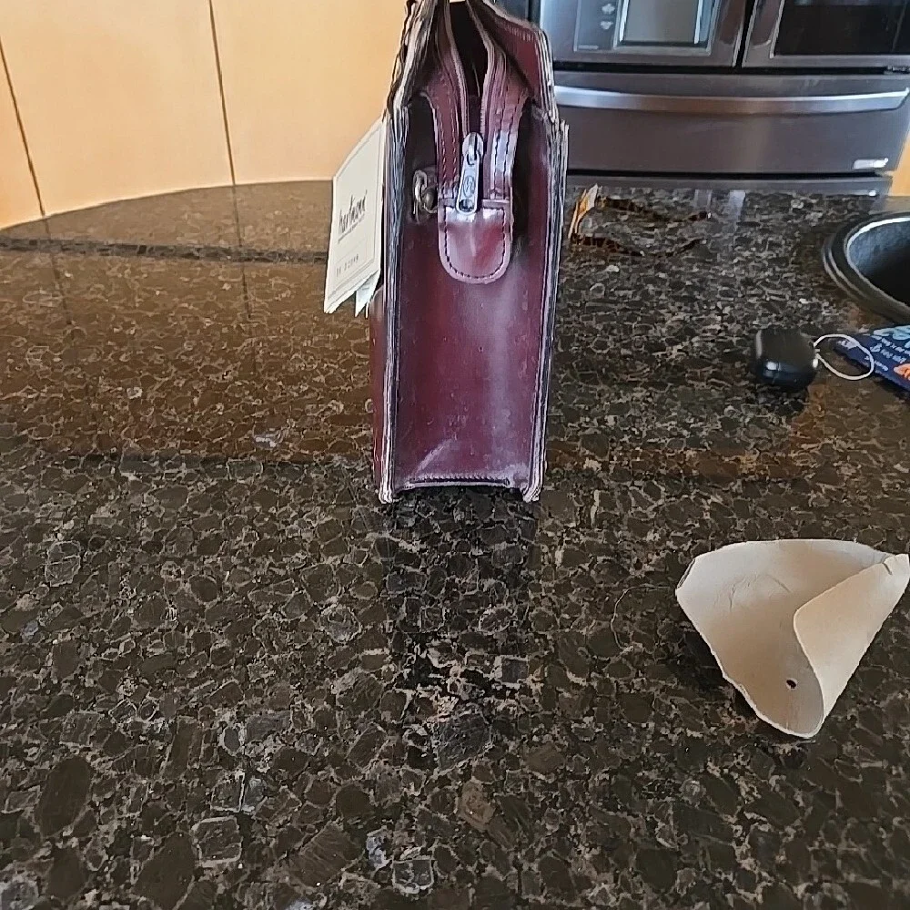 Hartman Burgundy Leather Briefcase - Carry Case
